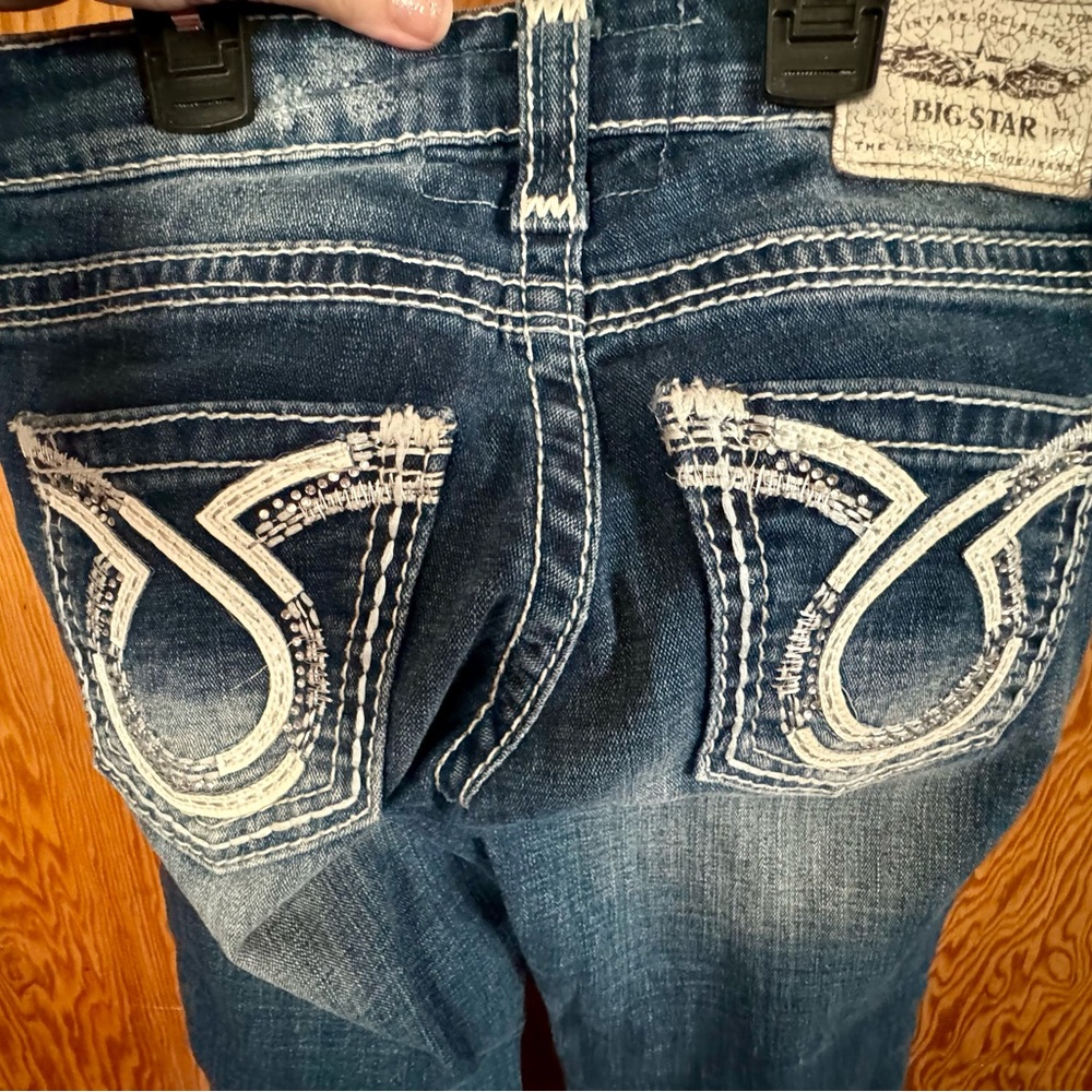 Big Star 25XL “Liv Boot” cut dark wash distressed jeans - Picture 3 of 6